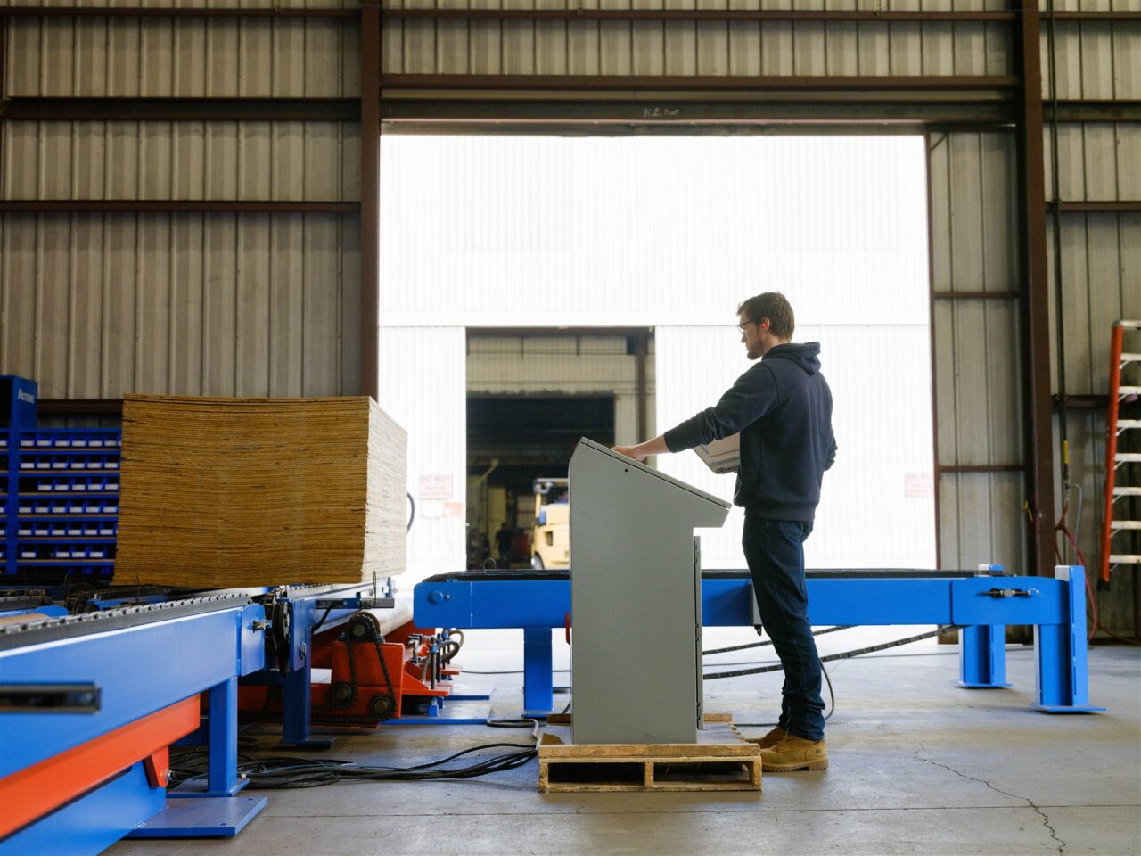 An operator works with a human-machine interface (HMI)